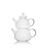EWs Cam Çaydanlık Seti 800/1500 ML Şeffaf Saplı