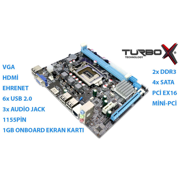 TURBOX ANAKART H61-C 1155PİN 16GB RAM DESTEĞİ