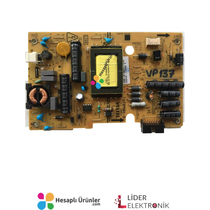 17IPS61-3, v.1, Vestel Power Board Besleme Kart, 22PF5065, 1609013, 22inç