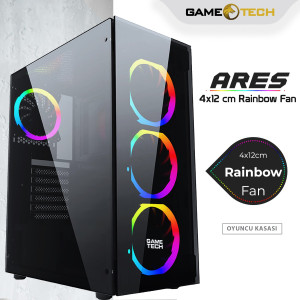 GAMETECH Ares Rainbow 4x120mm Fan Gaming Oyuncu Kasası