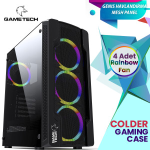 GAMETECH COLDER Rainbow 4x120mm Fan Gaming Oyuncu Kasası