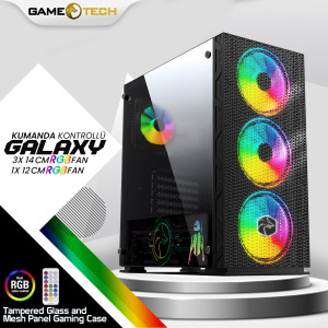 GAMETECH GALAXY KUMANDALI RGB 3x140mm - 1x120mm Fan Gaming Oyuncu Kasası