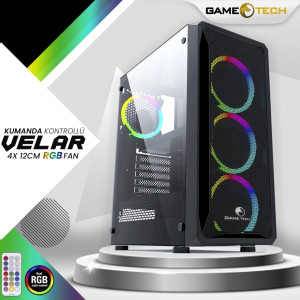 GAMETECH VELAR Rgb 4x120mm Fan Gaming Oyuncu Kasası