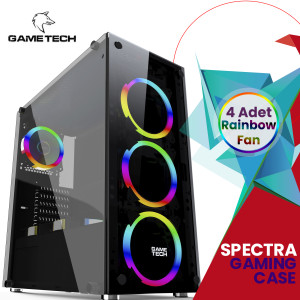 GAMETECH SPECTRA Rainbow 4x120mm Fan Gaming Oyuncu Kasası
